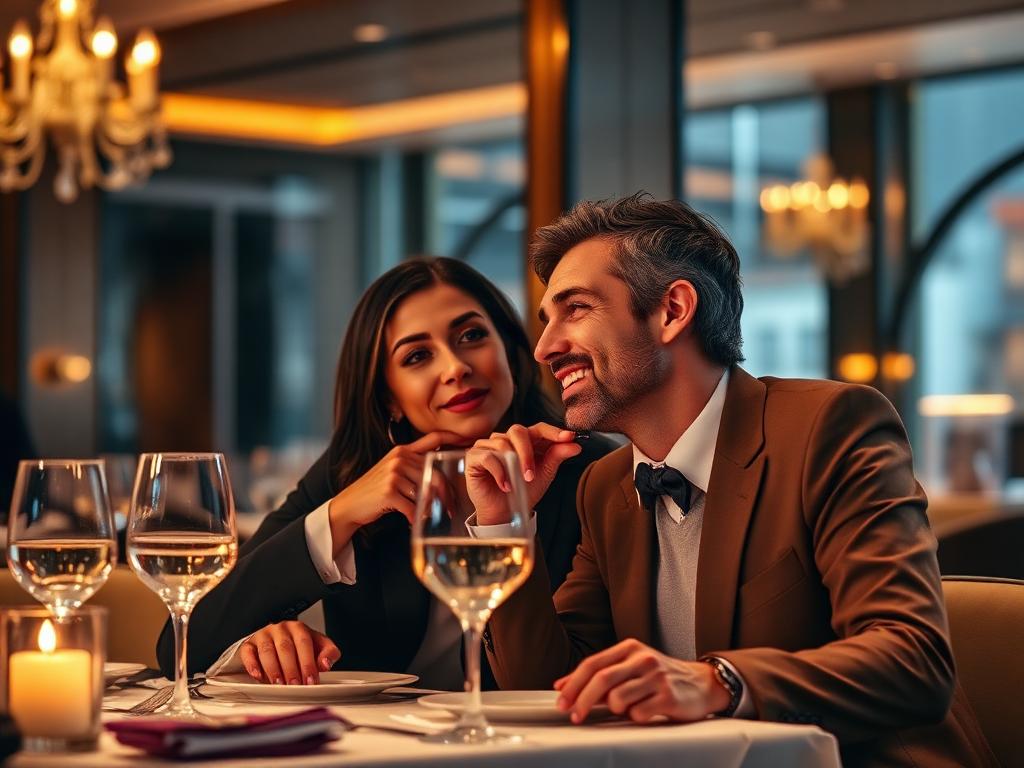 Casal em jantar romântico